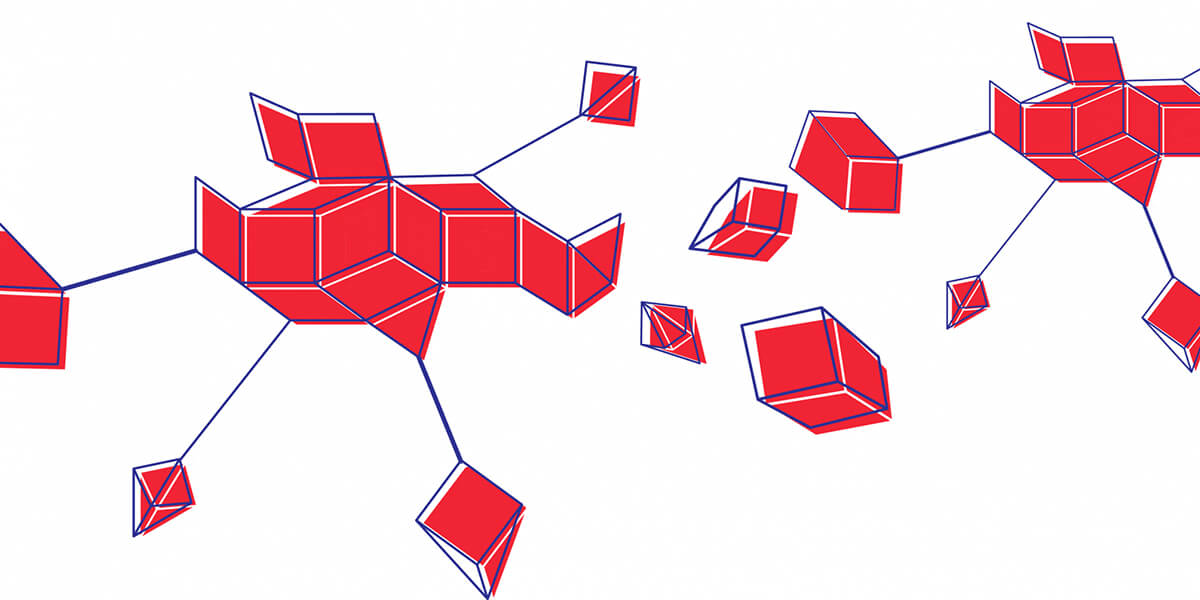 Graphic image of formed and corrugated red boxes